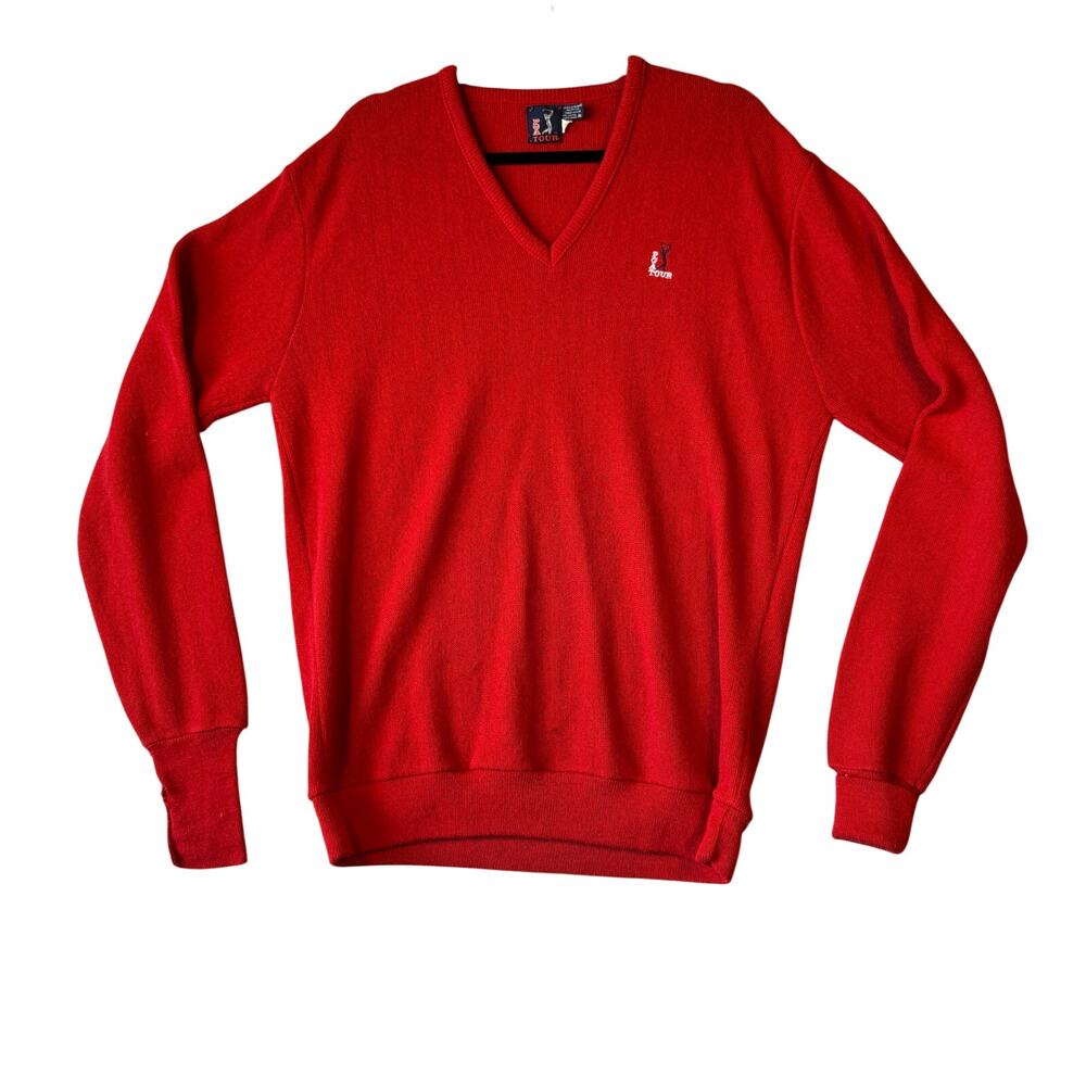Vintage PGA Tour Red V Neck Sweater Men’s Golf Preppy - Size XL Tall